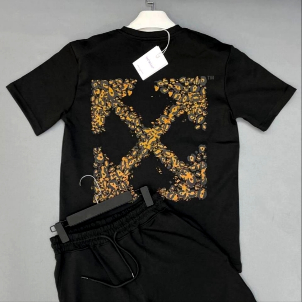 You’re selling a designer-style summer outfit set — a black short-sleeve T-shirt